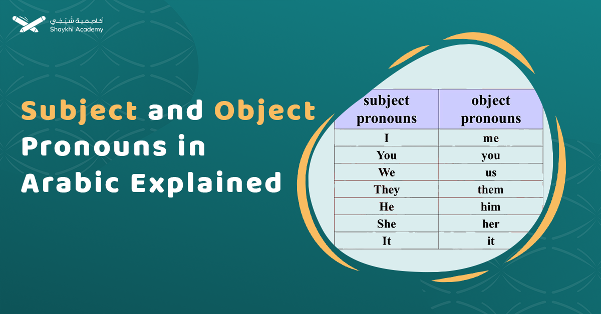 Arabic Subject Pronouns Arabic Object Pronouns